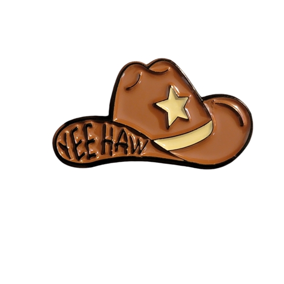 Yee Haw Western Cowboy hat Enamel Pin - Picture 1 of 4